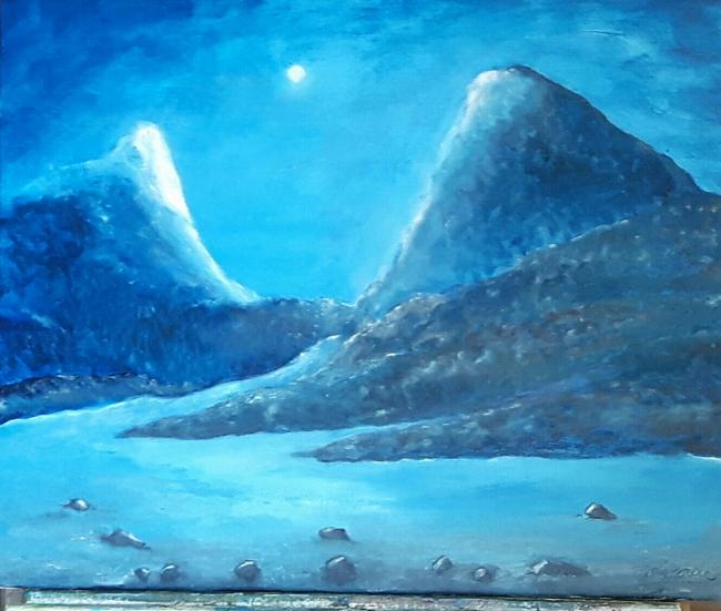 nuit claire en montagne - 70x80