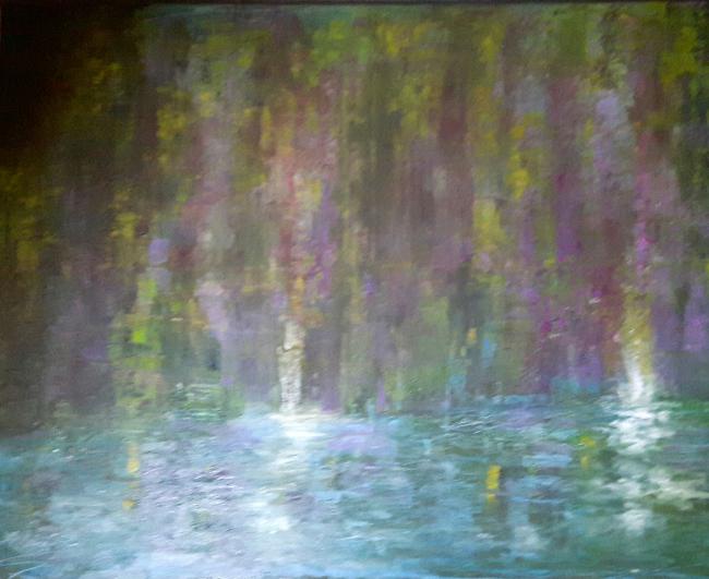 cascade sous les arbres - 80x70
