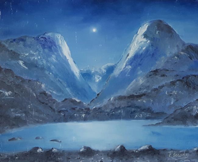 montagnes une nuit... - 60x40