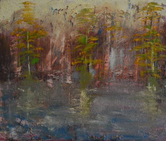 arbres au bord de l'eau - 70x80